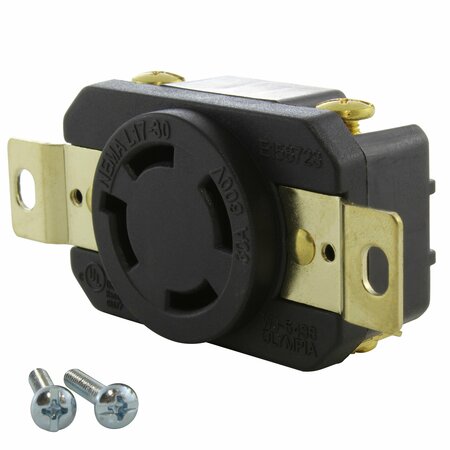 AC WORKS 30A, 600V, NEMA L17-30R Flush Mount Locking Industrial Grade Receptacle FML1730R